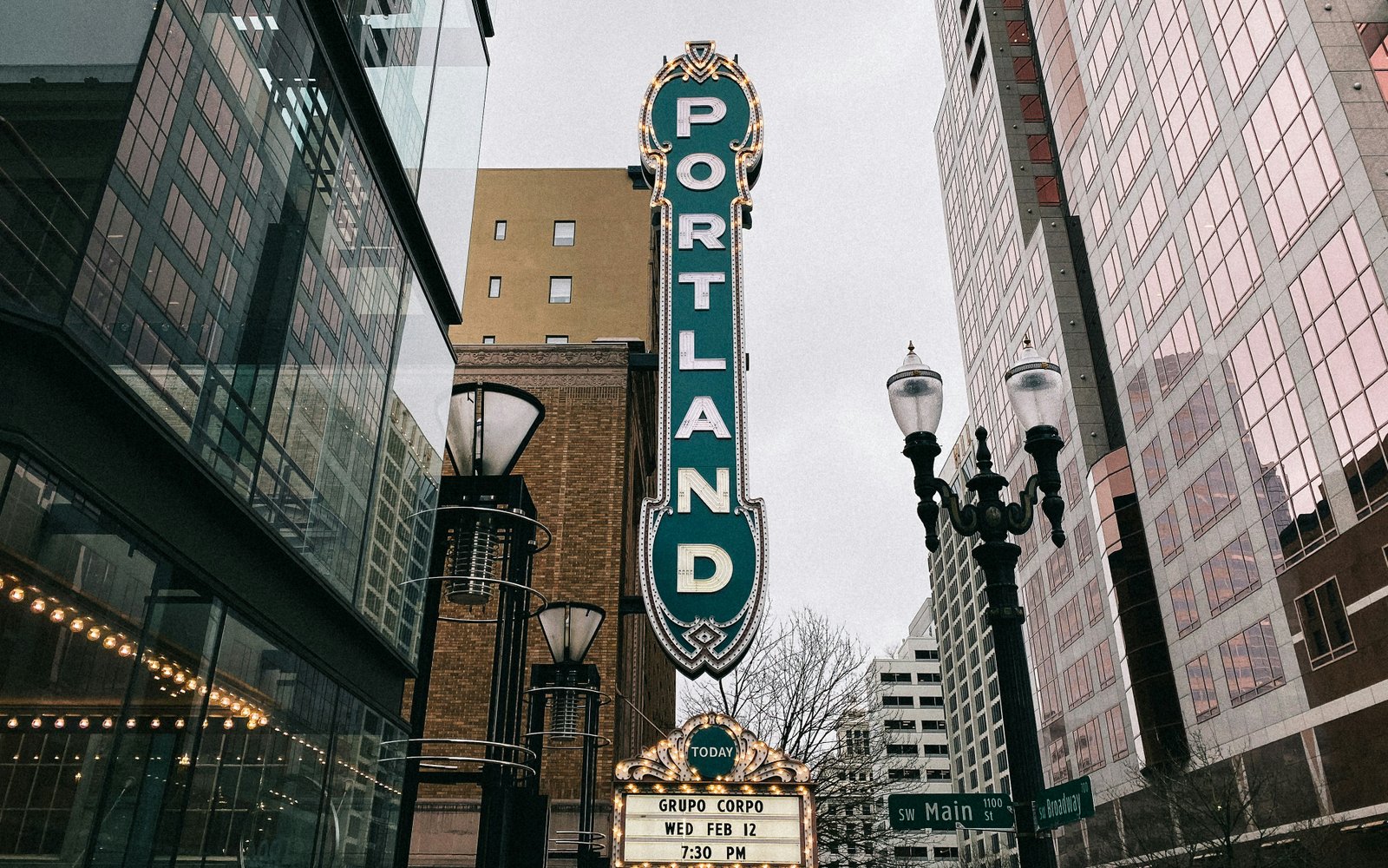 The Portland Theater sign in downtown Portland, Oregon.